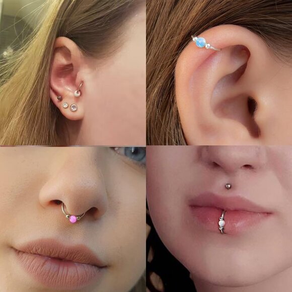 Unisex 2-Pack 8mm Silver 18G Hypoallergenic Surgical Steel Cartilage Earrings wi - Picture 5 of 8